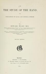 Cover of: On the study of the hand: for indications of local and general disease