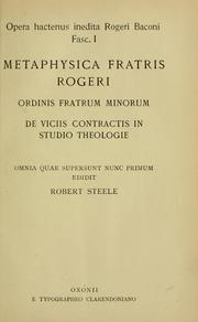 Cover of: Opera hactenus inedita Rogeri Baconi by Roger Bacon