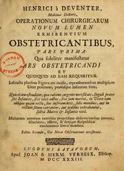 Cover of: Operationum chirurgicarum novum Lumen exhibentium obstetricantibus ...
