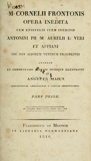 Cover of: Opera inedita by Marcus Cornelius Fronto