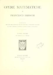 Cover of: Opere matematiche. by Brioschi, Francesco