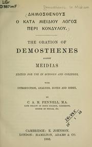 Cover of: The oration against Meidias