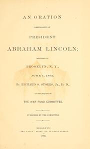 Cover of: An oration commemorative of President Abraham Lincoln: delivered at Brooklyn, N.Y., June 1, 1865