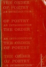 Cover of: The order of poetry by Edward Alan Bloom