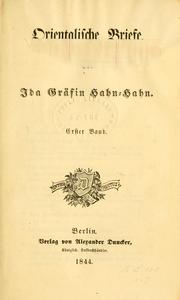 Cover of: Orientalische Briefe by Ida Hahn-Hahn, Ida Hahn-Hahn