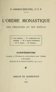 Cover of: L' Ordre monastique des origines au XIIe siècle. by Ursmer Berlière, Ursmer Berlière