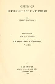 Cover of: Origin of Butternut and Copperhead