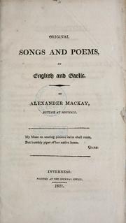 Cover of: Original songs and poems in English and Gaelic