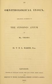 Cover of: An ornithological index, arranged according to the synopsis avium of Mr. Vigors.