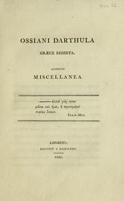 Cover of: Ossiani darthula graece reddita.: accedunt miscellanea.