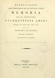Cover of: Osservazioni sulla circolazione del succhio nella Chara: memoria