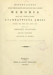 Cover of: Osservazioni sulla circolazione del succhio nella Chara by Giovanni Battista Amici