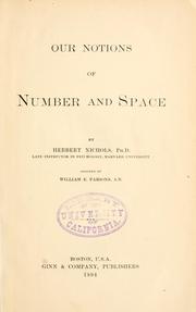 Cover of: Our notions of number and space.