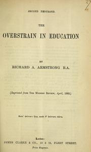 Cover of: The overstrain in education