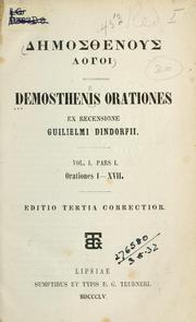 Cover of: Demosthenous logoi.: Orationes.  Ex recensione Guilielmi Dindorfii.