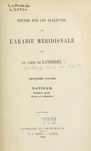 Cover of: Études sur les dialectes de l'Arabie méridionale.