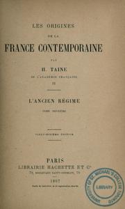 Cover of: Les origines de la France contemporaine by Hippolyte Taine