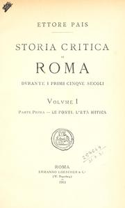 Cover of: Storia critica di Roma durante i primi cinque secoli.