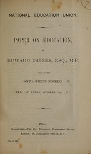 Cover of: Paper on education