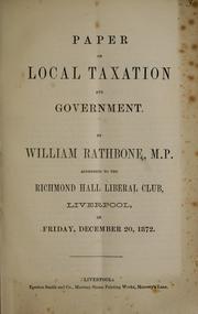 Cover of: Paper on local taxation and government