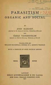 Cover of: Parasitism, organic and social