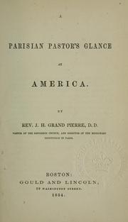 Cover of: A Parisian pastor's glance at America. by Jean Henri Grandpierre