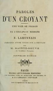 Cover of: Paroles d'un croyant by Félicité Robert de Lamennais