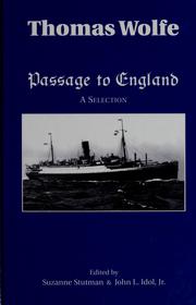 Cover of: Passage to England by Thomas Wolfe