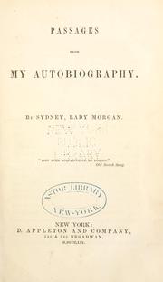 Cover of: Passages from my autobiography. by Lady Morgan, Lady Morgan