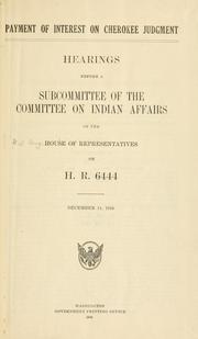 Cover of: Payment of interest in Cherokee judgment.