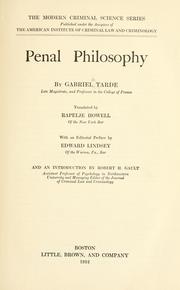 Cover of: ... Penal philosophy by Gabriel de Tarde