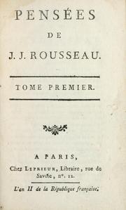 Cover of: Pensées de J.J. Rousseau.
