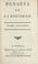 Cover of: Pensées de J.J. Rousseau.