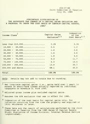 Cover of: Percentage distribution of the aggregate tax chance of a capital gains exclusion and a proposal to index the cost basis of certain capital assets, 1985