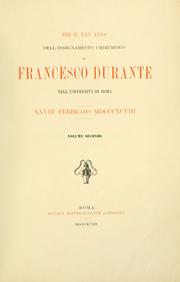 Cover of: Per il XXV anno dell'insegnamento chirurgico di Francesco Durante nell'Università di Roma: 28 febbraio 1898