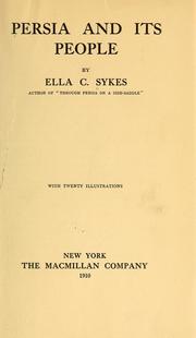 Cover of: Persia and its people by Ella C. Sykes