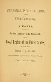 Cover of: Personal recollections of Chickamauga. by James R. Carnahan