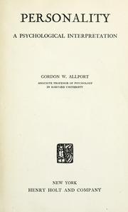 Cover of: Personality | Gordon W. Allport