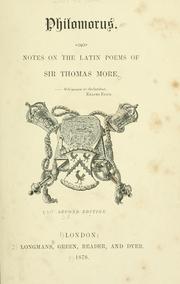 Cover of: Philomorus.  Notes on the Latin poems of Sir Thomas More