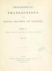 Cover of: Philosophical transactions.  Series A: Mathematical and physical sciences. by Royal Society of London, Royal Society of London