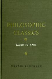 Cover of: Philosophic classics. by Walter Arnold Kaufmann
