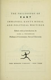 Cover of: The philosophy of Kant by Immanuel Kant