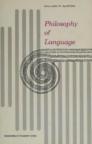 Philosophy of language by William P. Alston