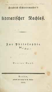 Cover of: Philosophische und vermischte Schriften by Friedrich Schleiermacher
