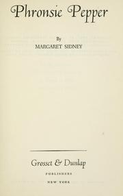 Cover of: Phronsie Pepper by Margaret Sidney