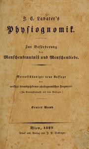 Cover of: Physiognomik.: Zur Beförderung der Menschenkenntniss und Menschenliebe.