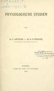 Cover of: Physiologische studien