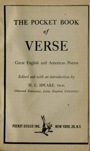 Cover of: The pocket book of verse: great English and American poems