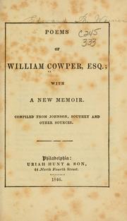 Cover of: Poems of William Cowper, esq.: with a new memoir.