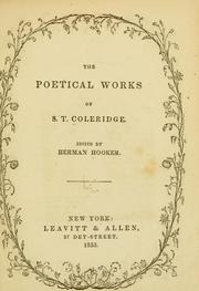Cover of: The poetical works of S. T. Coleridge. by Samuel Taylor Coleridge